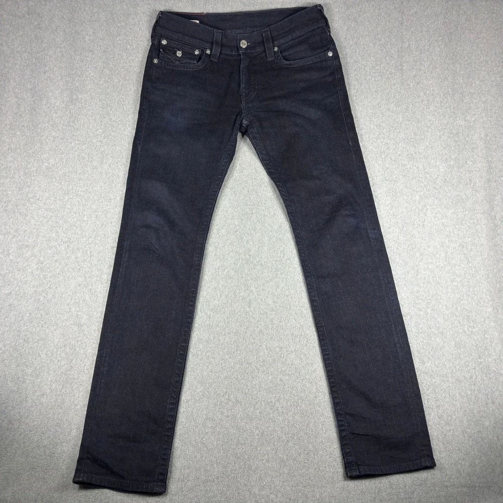 True Religion Rocco Jeans Mens 32 Fits 34x34 Dark Wash Relaxed Skinny